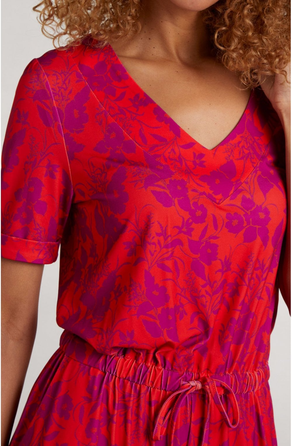 Red Patterned Jumpsuit