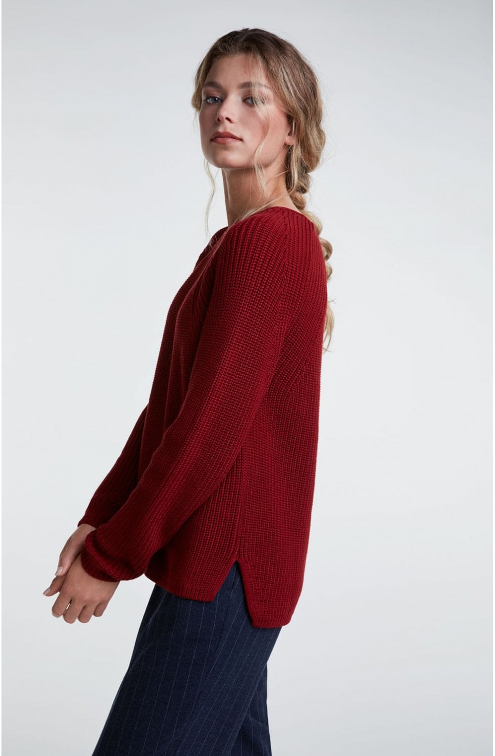 Red Ribbed Knit Jumper