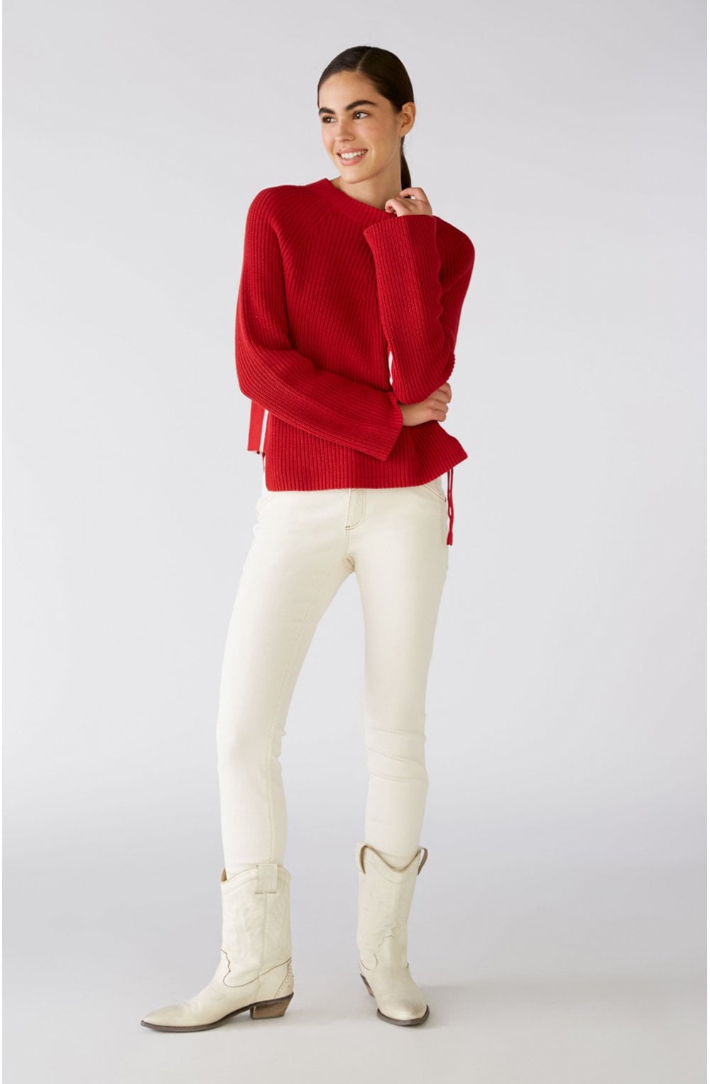 Red Ribbed Knit Jumper