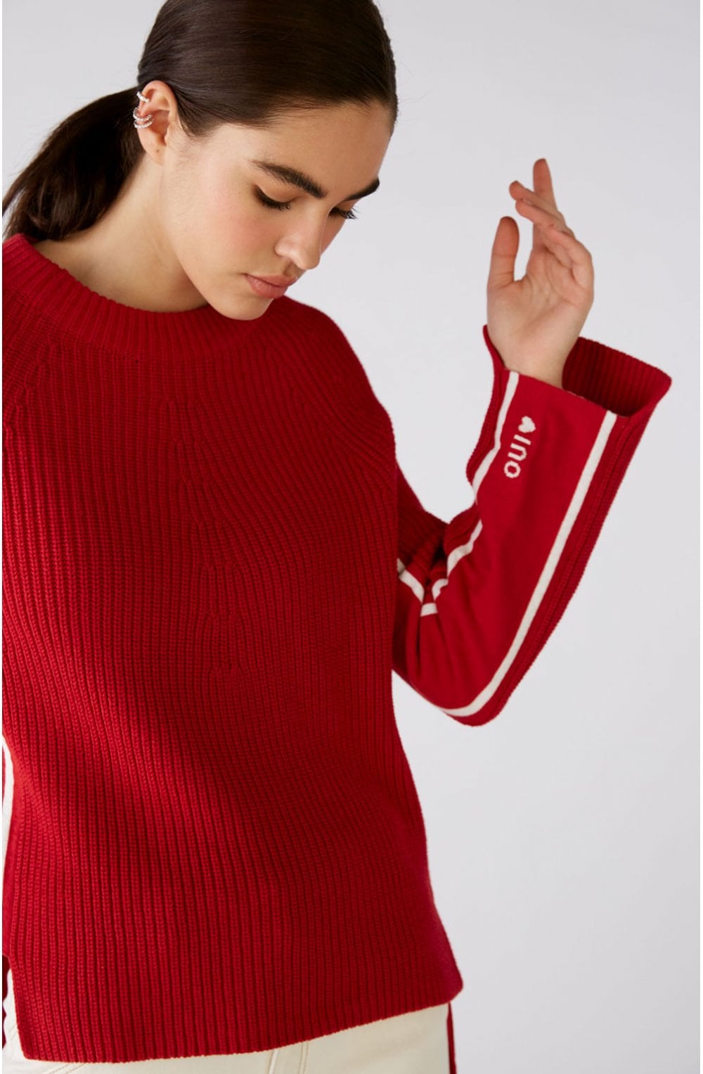 Red Ribbed Knit Jumper