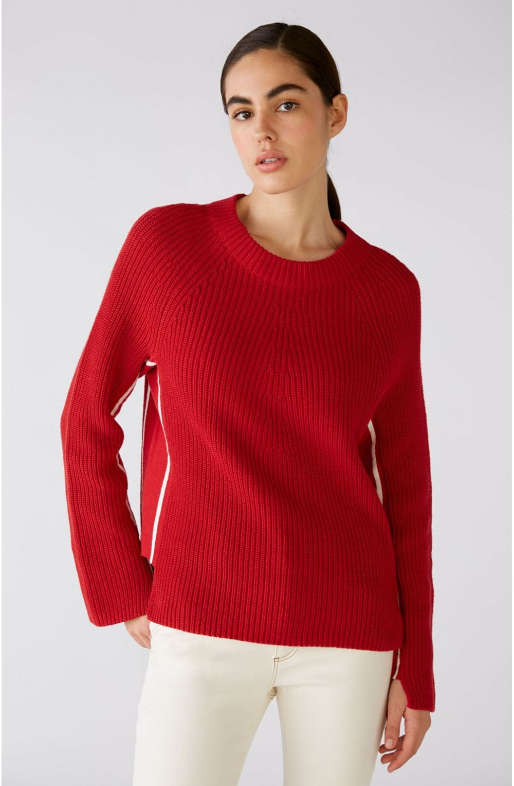 Red Ribbed Knit Jumper