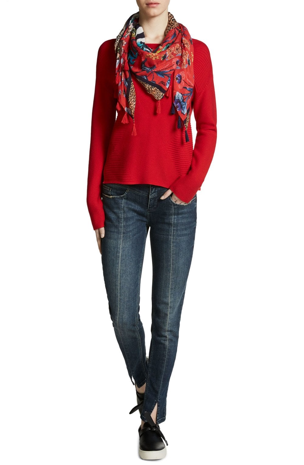 Red Ribbed Knit Sweater