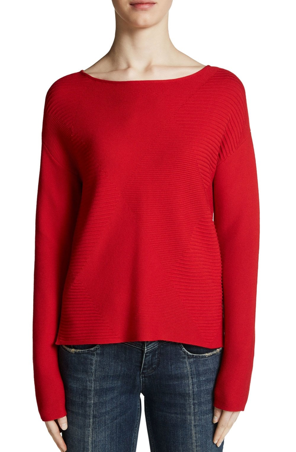Red Ribbed Knit Sweater