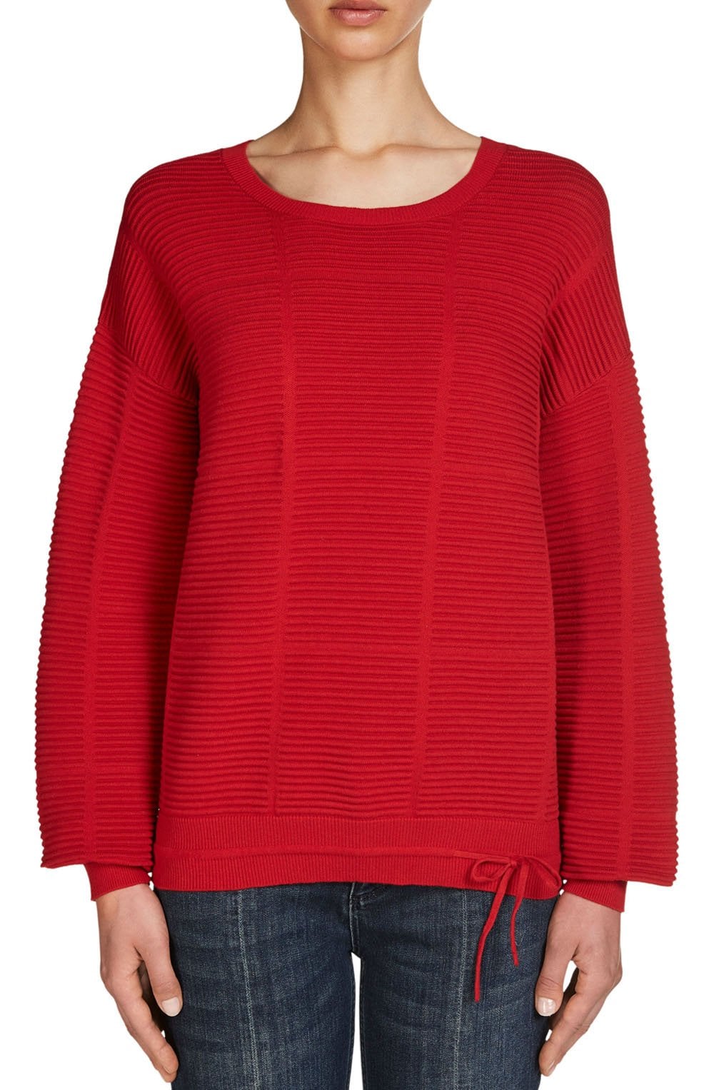 Red Ribbed Knit Sweater