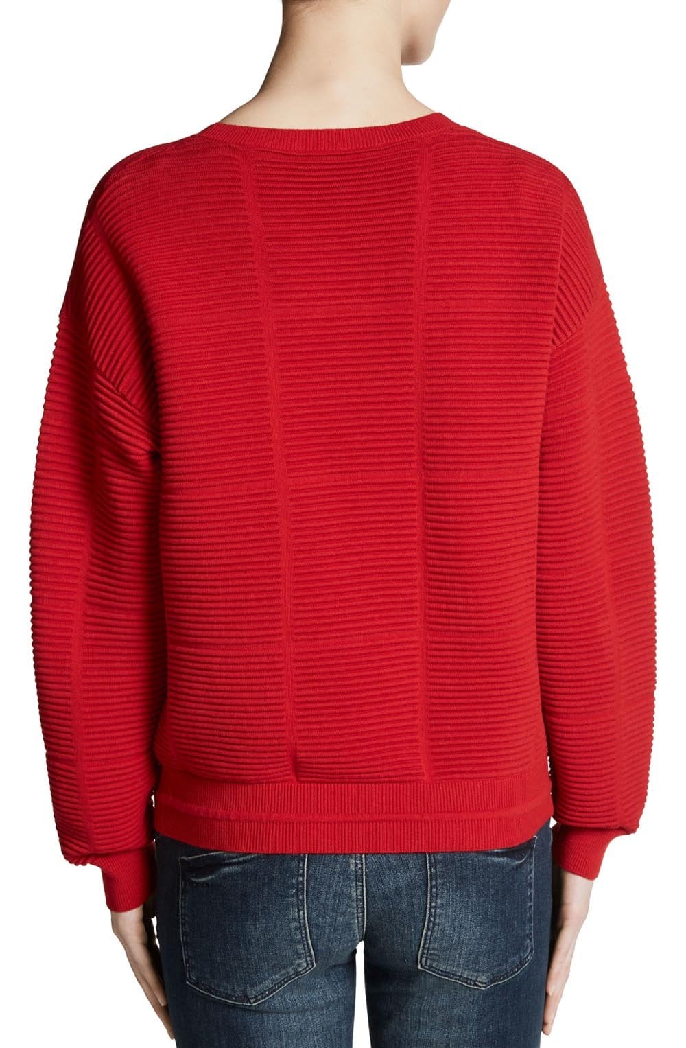 Red Ribbed Knit Sweater