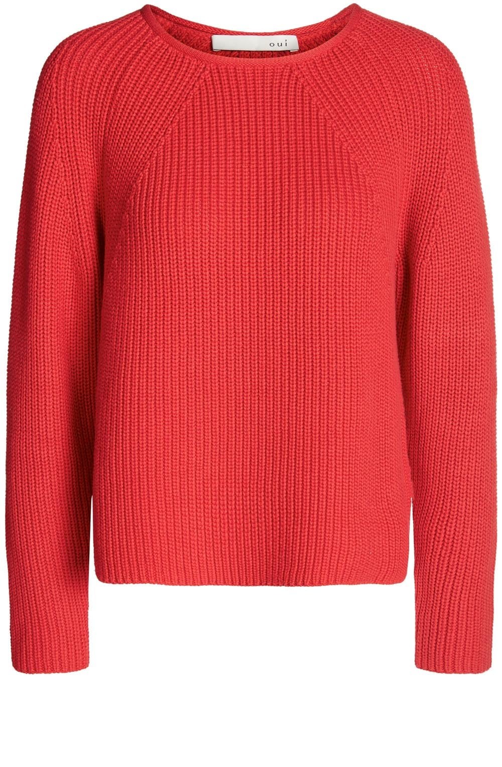 Red Ribbed Knit Sweater