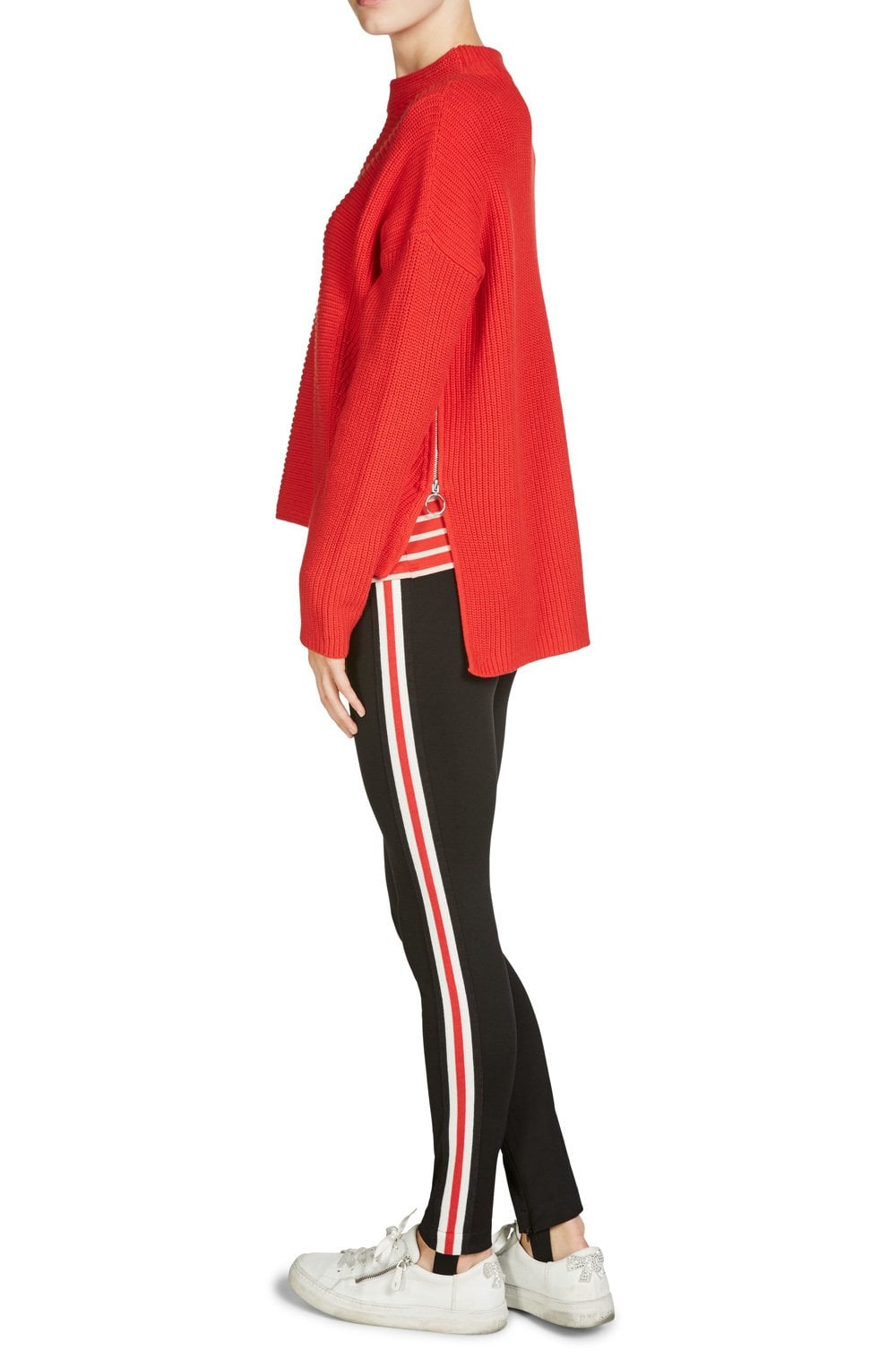 Red Ribbed Knit Sweater