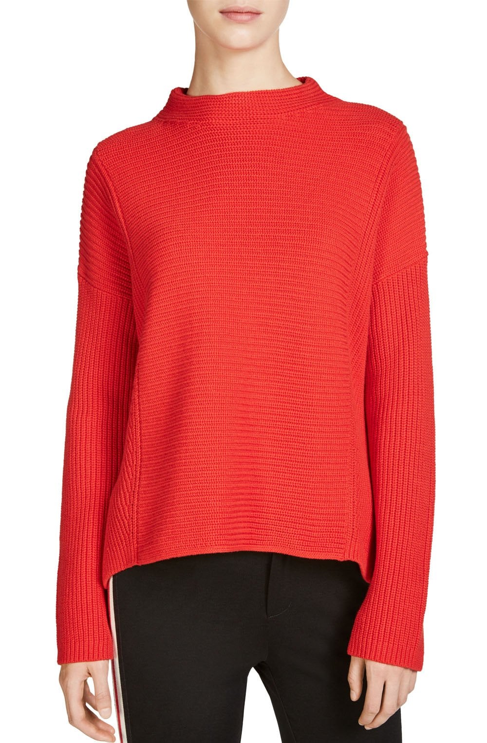 Red Ribbed Knit Sweater