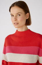 Red Rose Bold Stripes Stand Up Collar Jumper