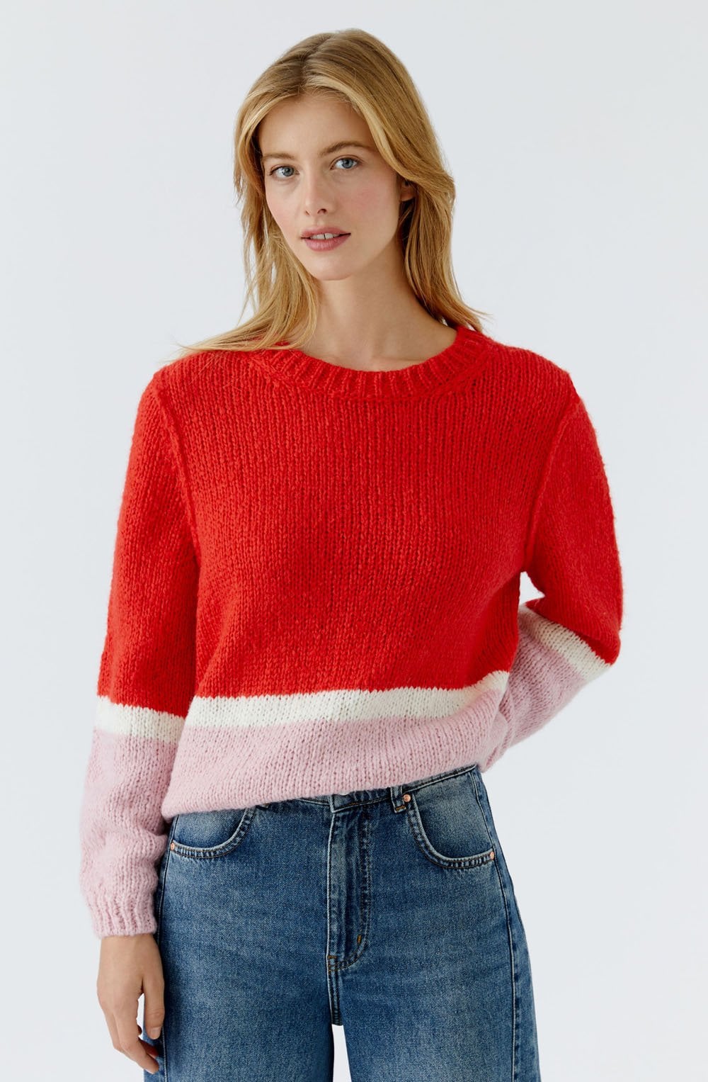 Red Rose Colour Block Angel Yarn Jumper