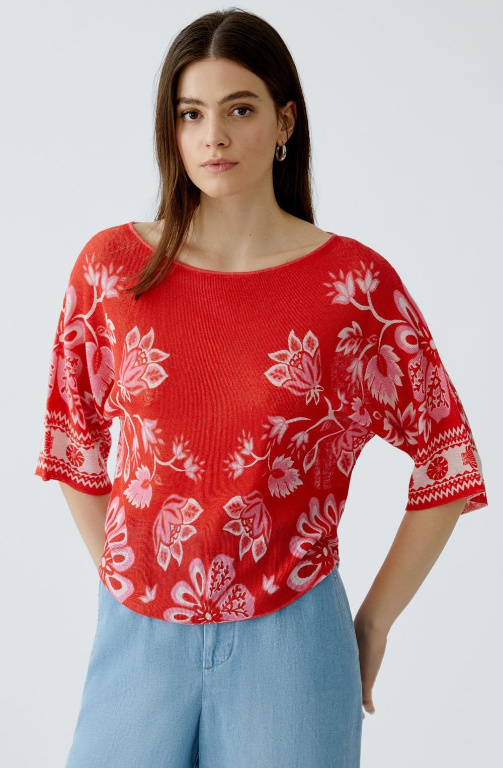 Red Rose Linen Mix Pullover