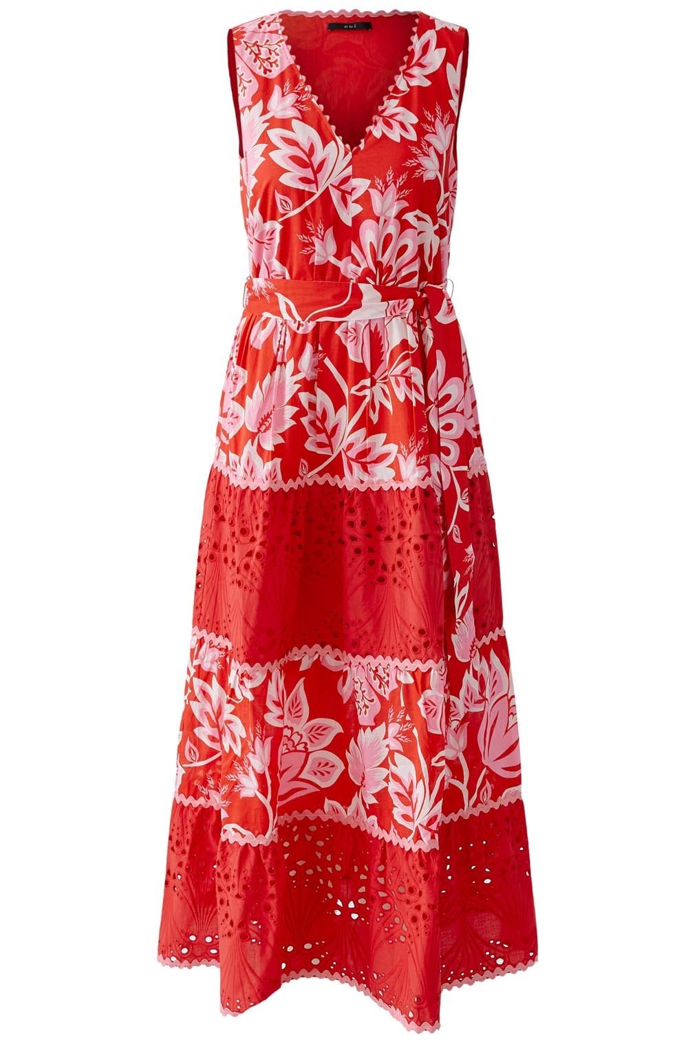 Red Rose Panelled Cotton Dress