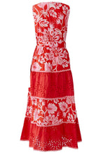 Red Rose Panelled Cotton Dress