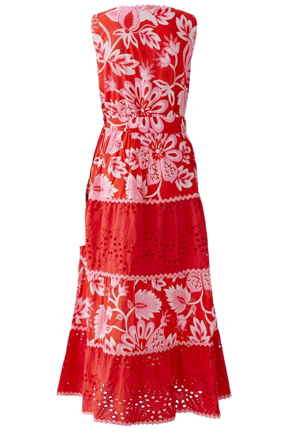 Red Rose Panelled Cotton Dress