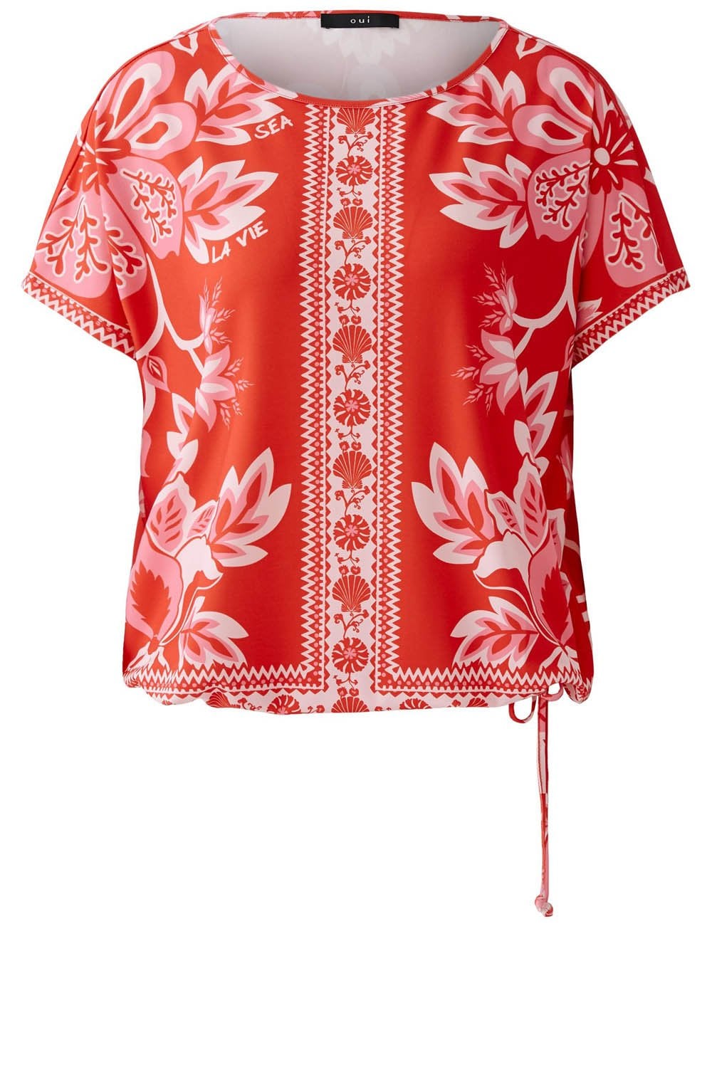 Red Rose Sea La Vie Silk Touch Drawstring Blouse