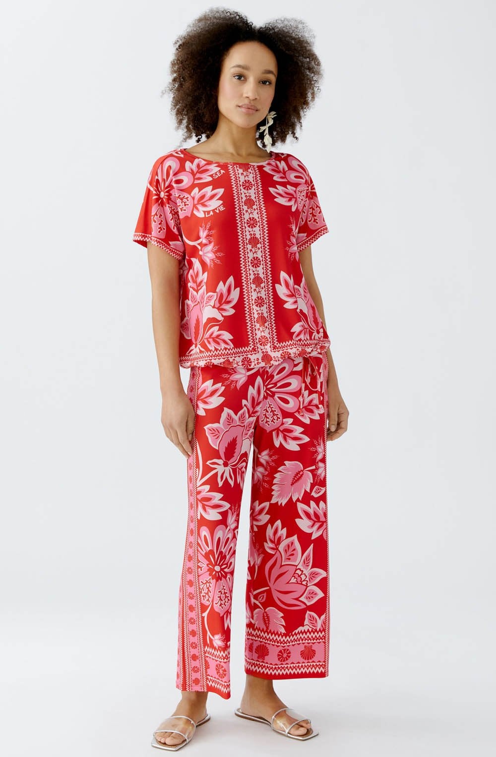 Red Rose Sea La Vie Silk Touch Drawstring Blouse