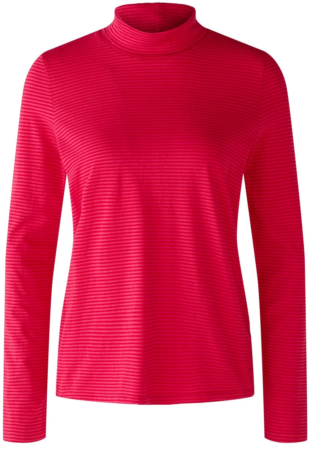 Red Rose Striped Jersey High Neck Top