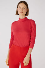 Red Rose Striped Jersey High Neck Top