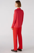 Red Rose Striped Jersey High Neck Top