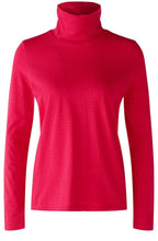 Red Rose Striped Jersey High Neck Top