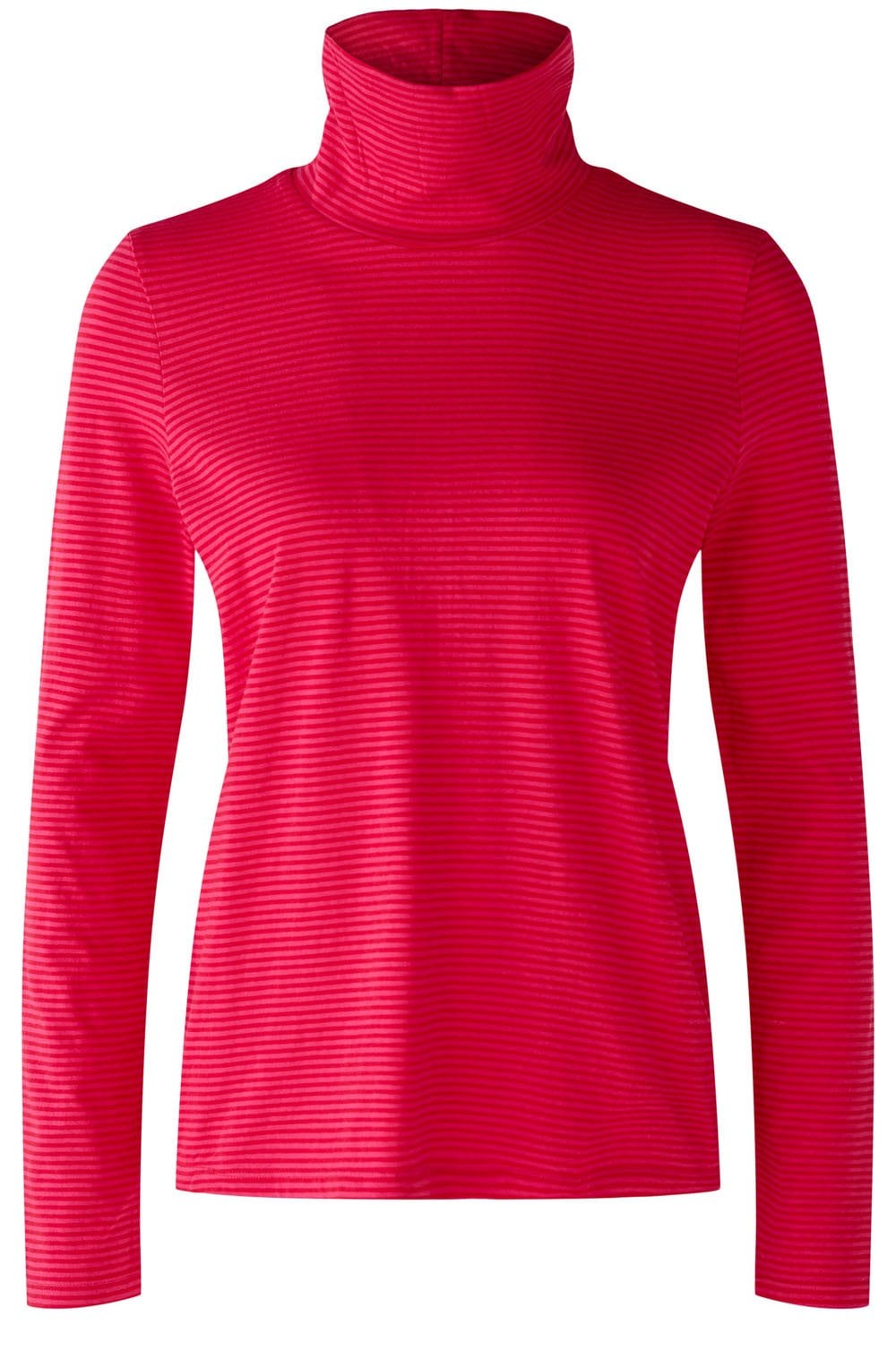 Red Rose Striped Jersey High Neck Top