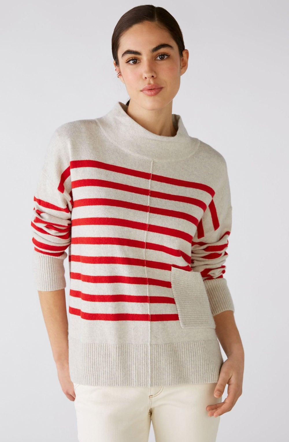 Red & Stone Striped Jumper