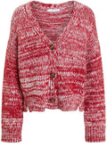 Red & White Chunky Knit Cardigan
