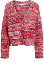 Red & White Chunky Knit Cardigan