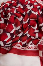 Red & White Geometric Print Scarf