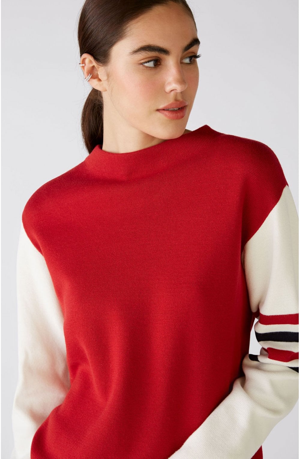 Red & White Striped Sleeve Jumper