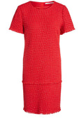 Red & White Textured Weave Dress