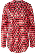 Retro Print Tunic Neck Jersey Blouse