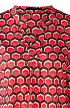 Retro Print Tunic Neck Jersey Blouse