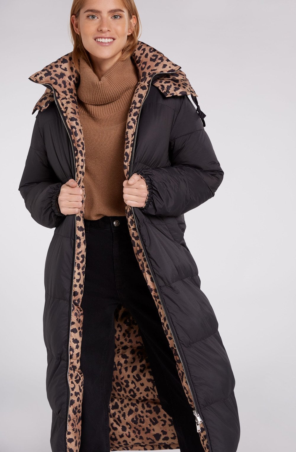 Reversible Black Animal Coat