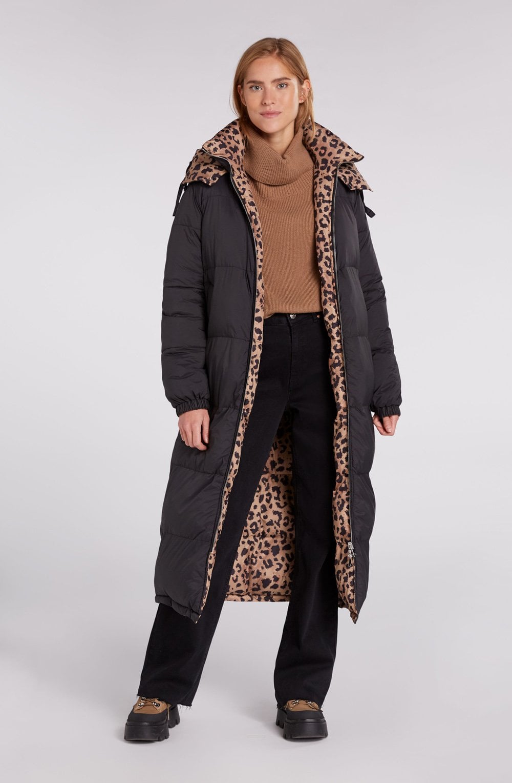 Reversible Black Animal Coat