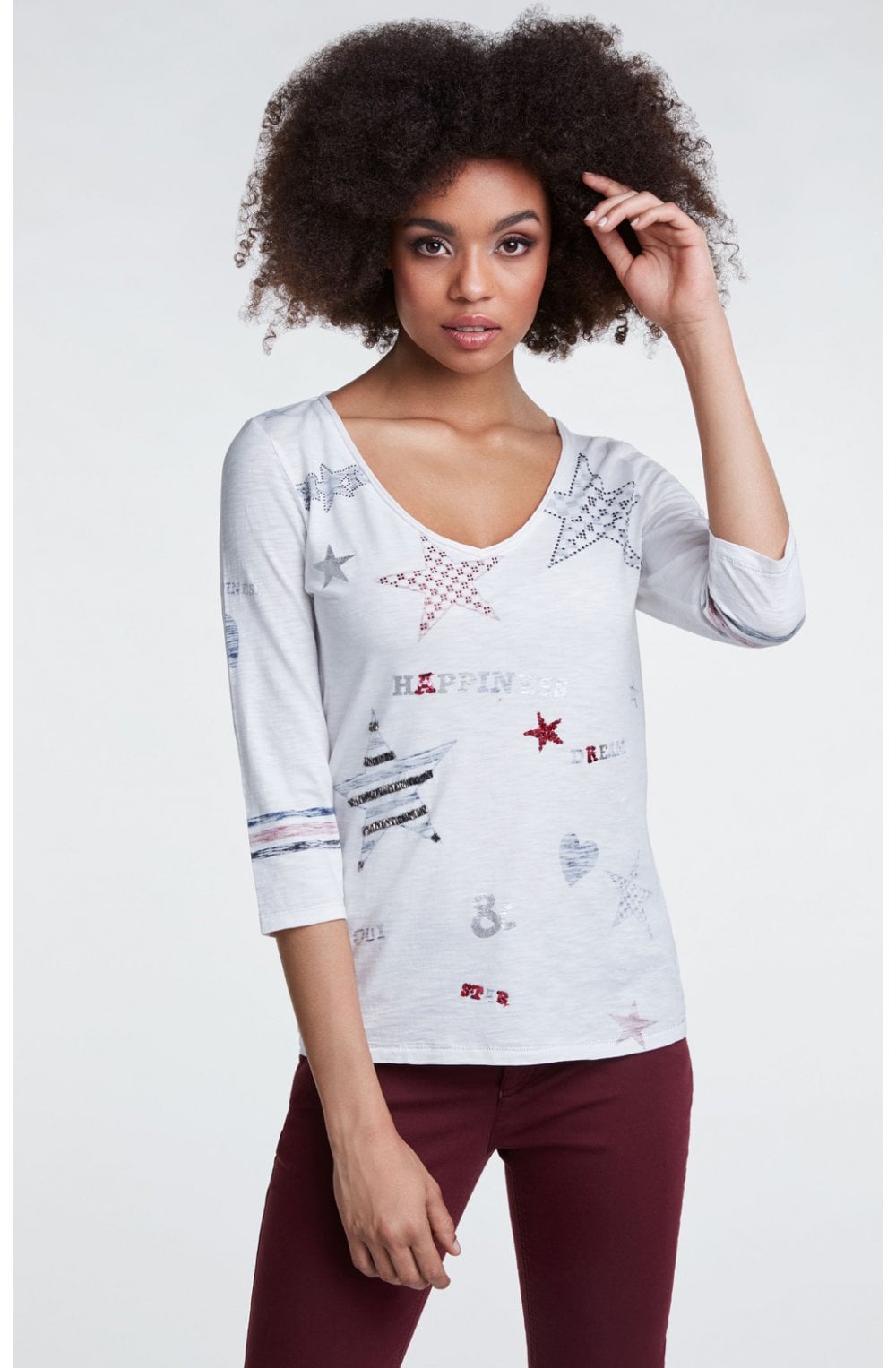 Rhinestone Star Detailed Top