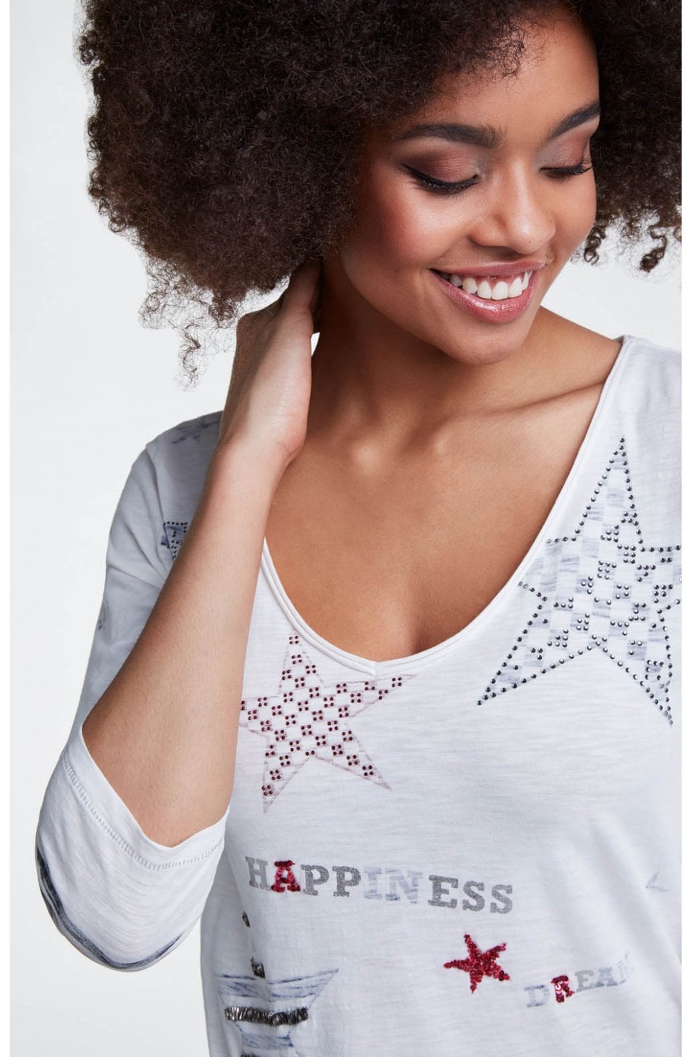 Rhinestone Star Detailed Top