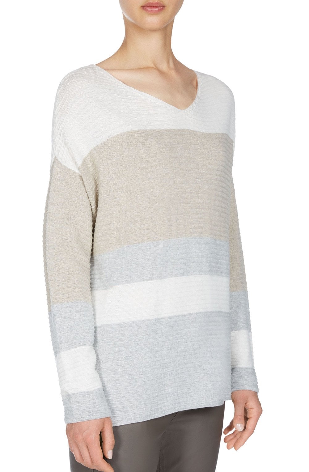 Ribbed Knit Striped Sweater