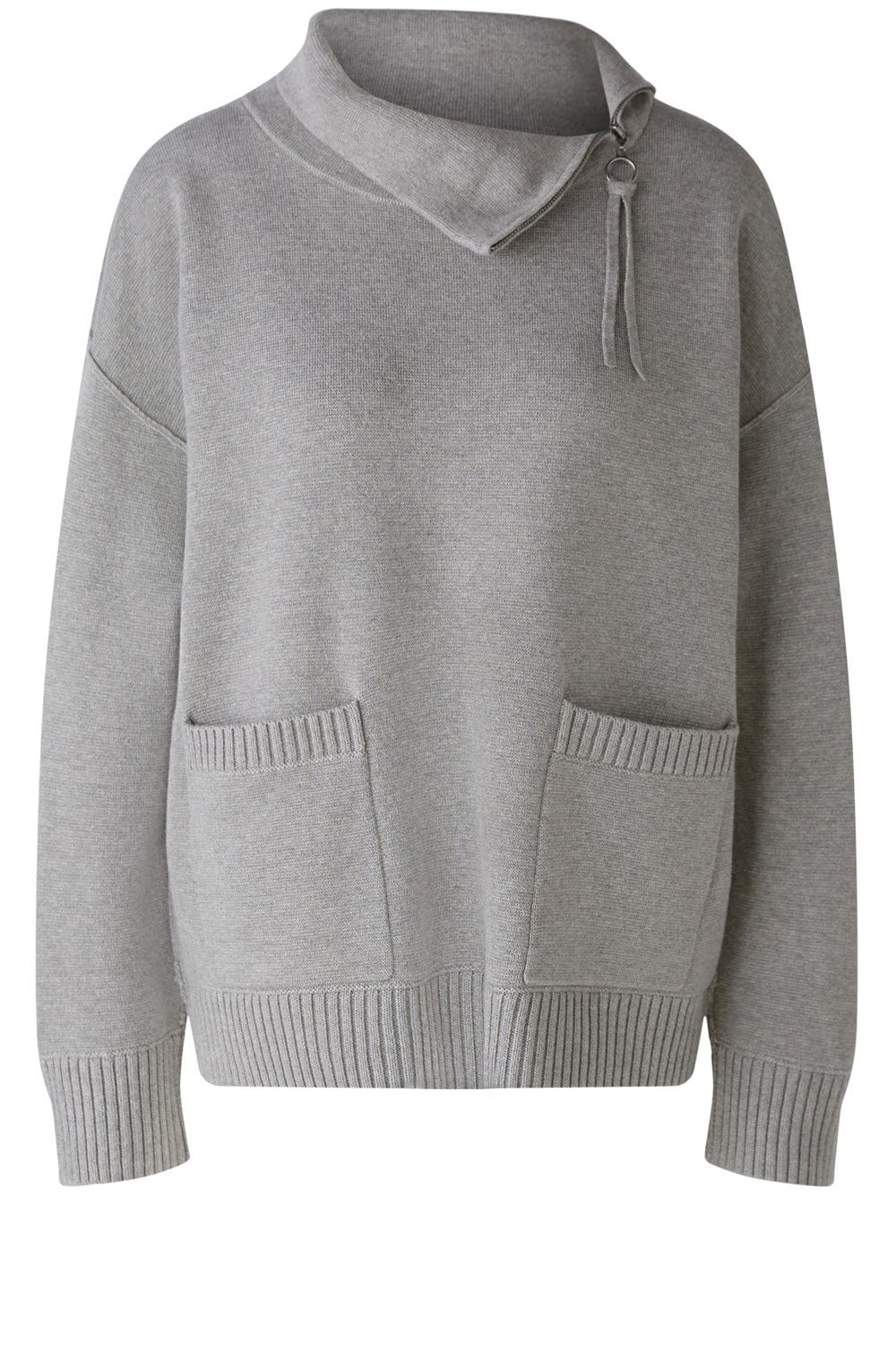 River Stone Zip Neck Oversized Jumper