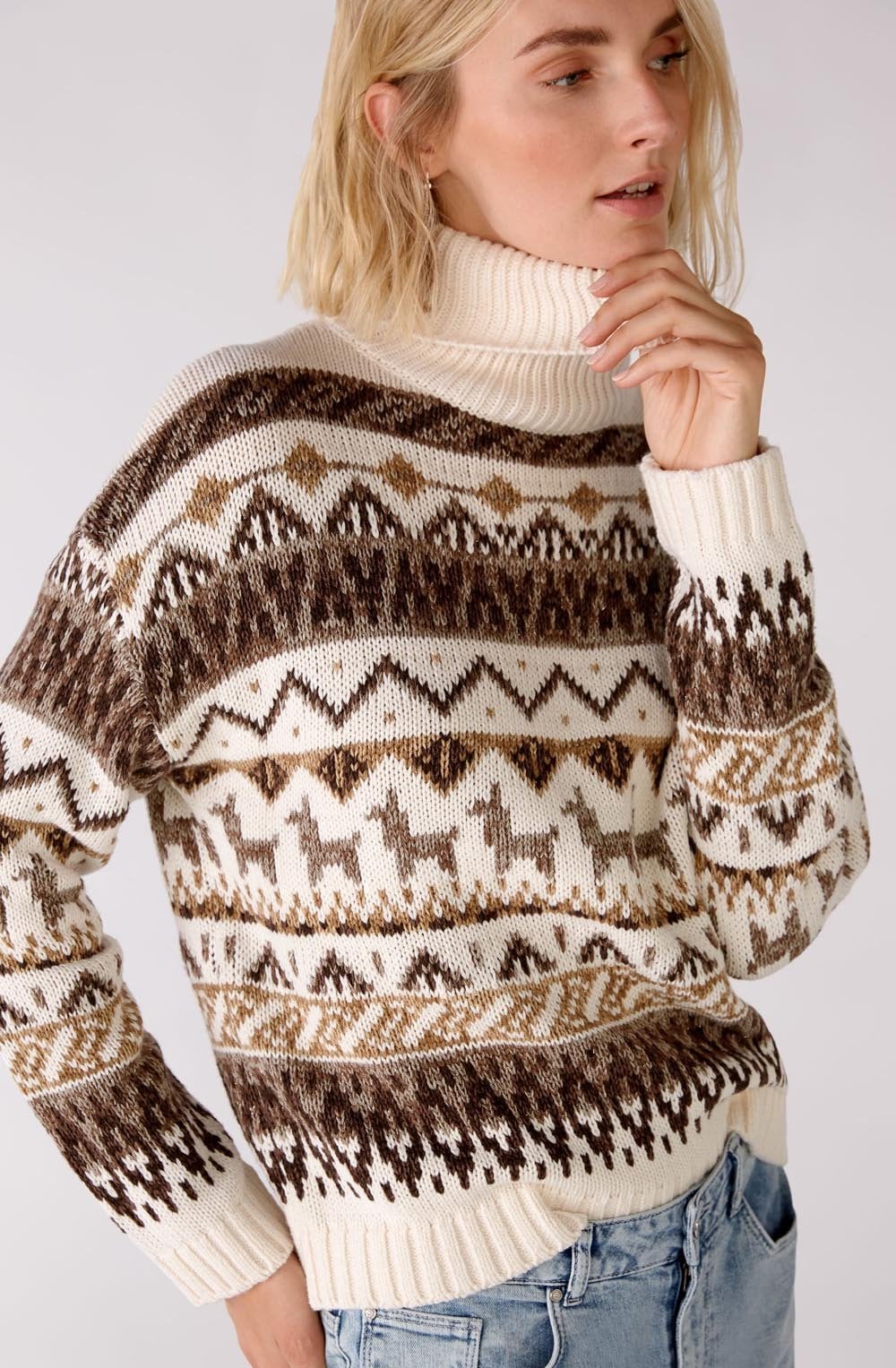 Roll Neck Jacquard Jumper