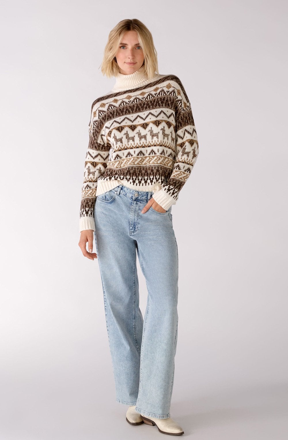 Roll Neck Jacquard Jumper
