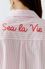 Rose and White Striped Oversized Shirt