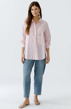 Rose and White Striped Oversized Shirt