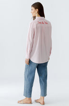 Rose and White Striped Oversized Shirt