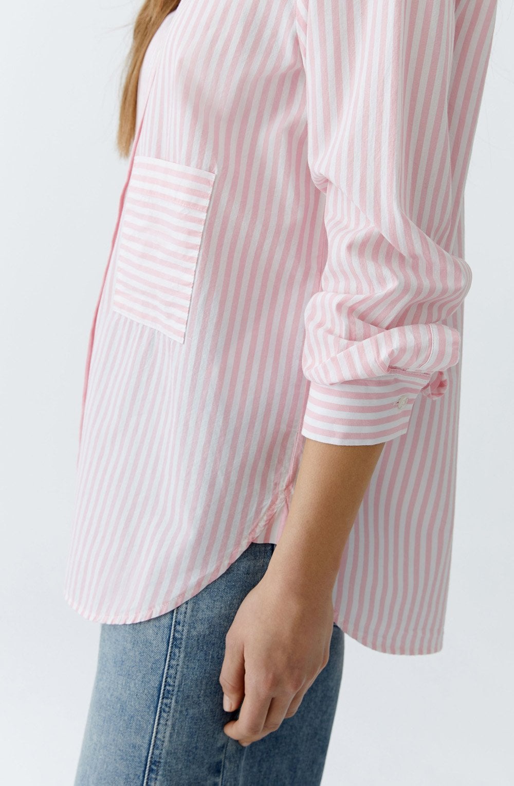 Rose and White Striped Oversized Shirt