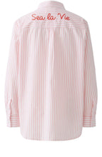 Rose and White Striped Oversized Shirt