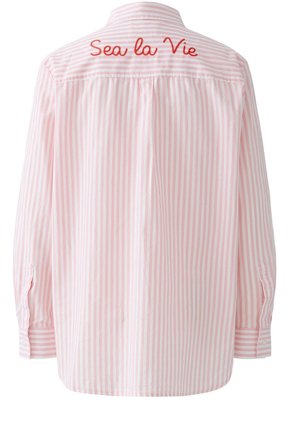 Rose and White Striped Oversized Shirt