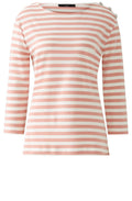 Rose and White Striped Top with Silver Button Details