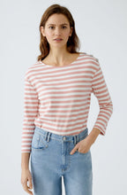Rose and White Striped Top with Silver Button Details
