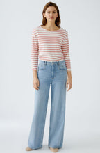 Rose and White Striped Top with Silver Button Details